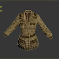 Classic Brown Coat With Leather Accents Front Pockets And Waist Belt