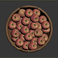 Fresh Ripe Red Apples Filled in Wicker Basket on Dark Surface