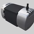 Industrial Electric Motor with Black Casing Silver Components and Rotor Shaft