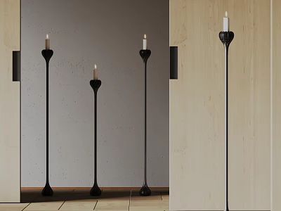 Elegant Black Floor Lamps With Candle Shaped Design In Modern Interior Setting 3d model