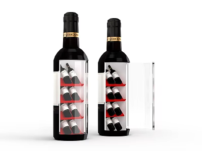 Modern Wine Cabinet With Glass Door And Multiple Shelves For Wine Storage 3d model