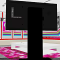 Heart Fitness Center Interior With Red White Decor Circular Red Striped Door And Lockers