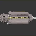 Detailed Automotive Engine With Metallic Structure And Red Components