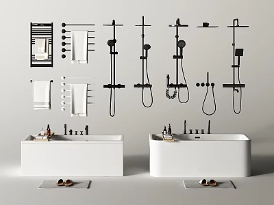 Shower Bathtub Freestanding Bathtub Towel Rack Electric Towel Rack 3d model