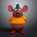 Cute Cartoon Mouse Character With Green Hat Yellow Shirt And Red Shoes