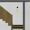 Modern Minimalist Wall Lamp Illuminating Wooden Staircase In Light Wall Home Interior