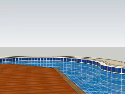 Outdoor Swimming Pool Area With Blue Tiled Interior And Wooden Deck Surrounding Design 3d model