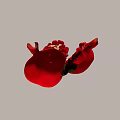 Ripe Fresh Red Pomegranate Halved With Juicy Seeds And Green Leaves
