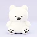 White Stuffed Bear Plush Toy with Black Eyes Nose and Paws on Light Purple Background