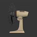 Vintage Retro Electric Fan With Metal Mesh Cover Wooden Base And Black Blades
