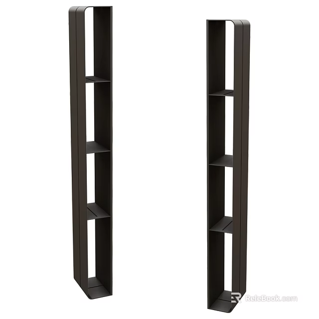 Stylish Black Vertical Wall Decor Shelves With Multiple Compartments For Home Decor 3d model 