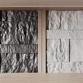 Textured Stone Background Wall With Dark And Light Panels And Wooden Frame