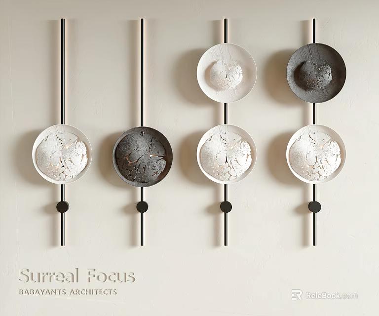 Modern Wall Lamps With Round Shades White Black Elegant Design 3d model