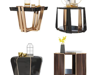 Modern Side Table Designs With Geometric Shapes Wooden Frames And Metal Accents 3d model