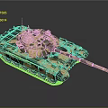 Camouflage Painted Military Tank 3D Model Featuring Cannon Turret And Tracks