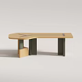 Modern L Shaped Desk With Light Wood Top Dark Green Legs And Sleek Structure