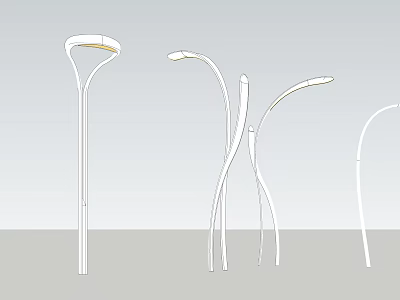 Stylish Modern Outdoor Street Lights With Different Curved And Straight Designs 3d model