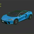 Blue Sports Car With Sleek Design Black Roof Red Wheels And Reflection