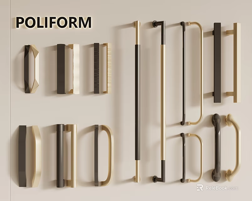 Poliform Door Handles Displaying Modern Sleek Designs Various Shapes And Premium Materials 3d model 