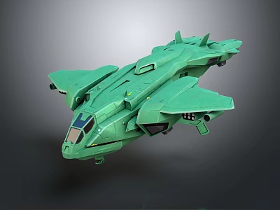Green Futuristic Spaceship Model With Sleek Aerodynamic Design And Angular Structure 3d model