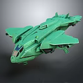 Green Futuristic Spaceship Model With Sleek Aerodynamic Design And Angular Structure