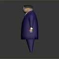 Cartoon Style 3D Game and Movie Character in Blue Striped Suit with Exaggerated Expression