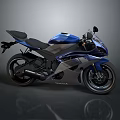 Blue Yamaha Sporty Motorcycle Featuring Streamlined Design Black Seat And Shiny Wheels
