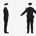 Black Police Uniform Outfit With Hat Belt And Equipment Design