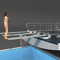 Sports Equipment For Swimming Pool With Multiple Diving Platforms And Swimmers
