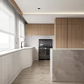 Modern Open Living and Dining Room With Wooden Table Pendant Lights TV Wall And Sofa