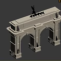 Classical Style Entrance Gate With Arched Design Statues On Top And Decorative Columns