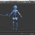 Anime Style Game Movie Character With White Hair And Mechanical Outfit Holding Sword