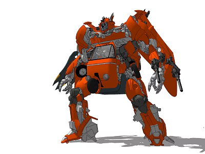 Orange Electric Toy Robot With Mechanical Design And Movable Joints For Kids 3d model