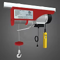 Red And White Electric Hoist With Motor Hook Remote Control And Cable