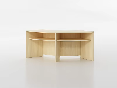 Modern Minimalist Light Wooden Desk With Open Shelves And Sleek Structure 3d model