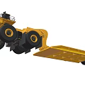 Large Yellow Heavy Duty Trailer With Crane And Extended Flatbed Structure 3d model