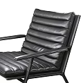 Black Leather Leisure Chair With Metal Frame And Modern Armrest Design