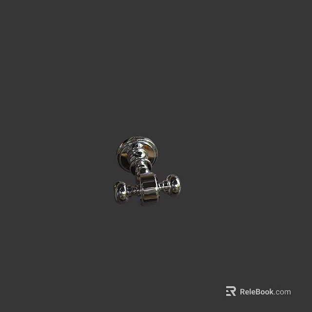 Decorative Shiny Metal Hook With Vintage Design And Double Ball Ends 3d model 