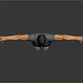 Man in Gray T shirt and Black Shorts with Arms Outstretched on Gray Background