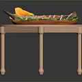 Grilled Fish Platter with Fresh Vegetables Served on Round Wooden Table 3d model