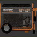 General GP5500 Generator with Orange Frame Black Body and Portable Wheeled Design