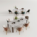 Light Luxury Dining Table and Chair Decorative Combination 3d model