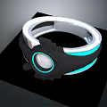 Futuristic Ring Design With Silver Black Metallic Band Blue Glowing Stripe And Circular White Center