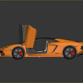 Modern Orange Sports Car With Open Scissor Doors And Black Roof Design