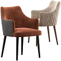 Modern Orange And Light Gray Accent Chairs With Quilted Diamond Armrests And Dark Legs
