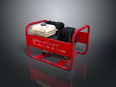 Wacker Neuson Gasoline Generator With Red Metal Frame And Suction Function 3d model