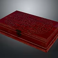 Red Decorative Wooden Box With Intricate Carved Floral Patterns For Home Storage