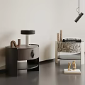 Modern Dark Wood Nightstand And Patterned Bedside Table With Drawer Books And Figurines