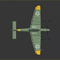 Detailed Green Model Airplane With Propeller And Yellow Wing Tips White Cross Symbols