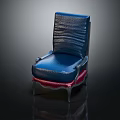 Modern Blue Leather Single Sofa with Silver Legs and Red Trim Design